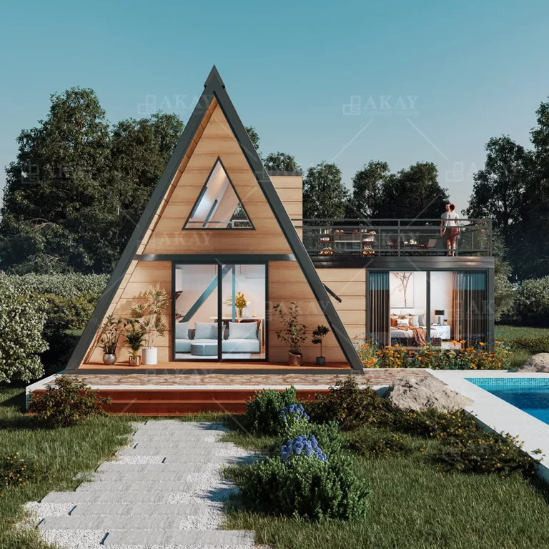 Customized triangular A-Frame house prefabricated luxury villa (1)